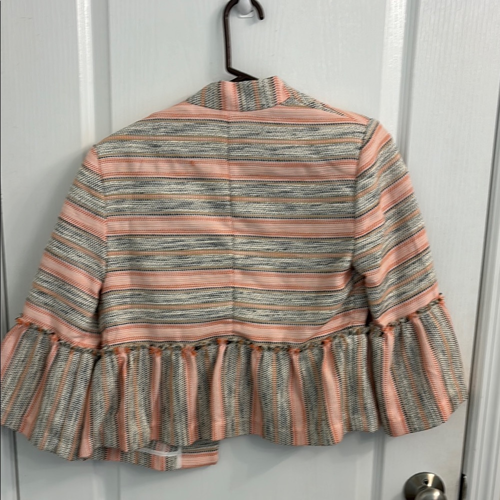 Striped Ruffle Sleeve Blazer - Picture 4 of 4